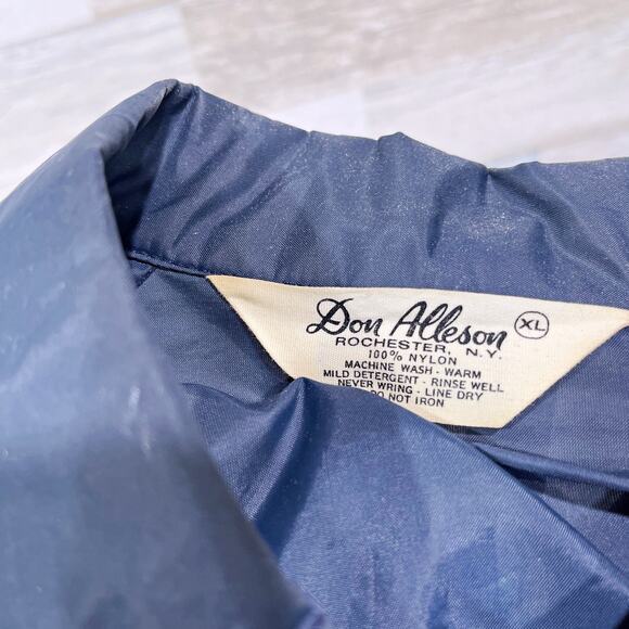 Vintage 80s IBM Employee Windbreaker Rain Jacket Navy Blue Snap Button Mens XL - Picture 7 of 7